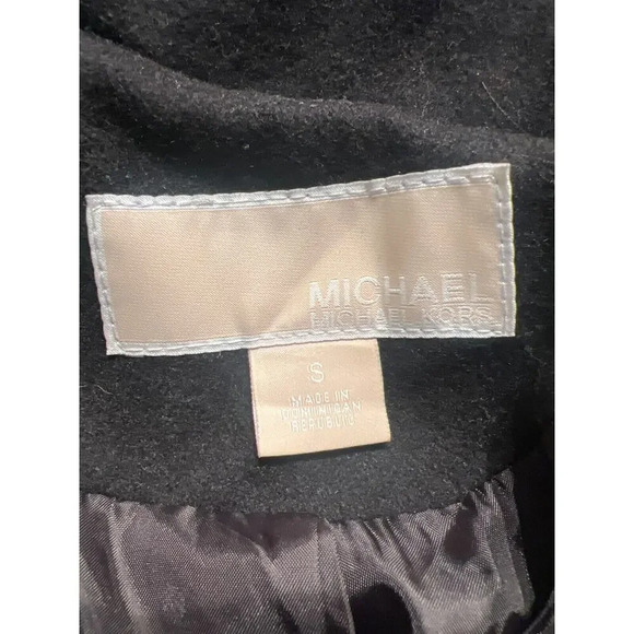 Michael Michael Kors Womens Black Wool Long Sleeve Zip Pockets Trench Coat Sz S - Picture 7 of 12